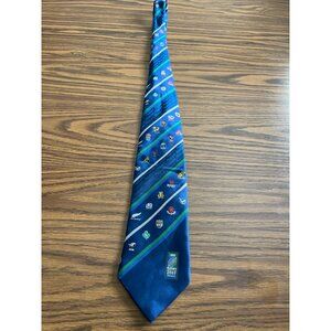 IRB Rugby World Cup 2007 blue green white neck tie